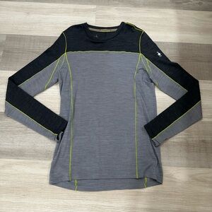 Gray and Black Long Sleeve Shirt with Yellow Accents